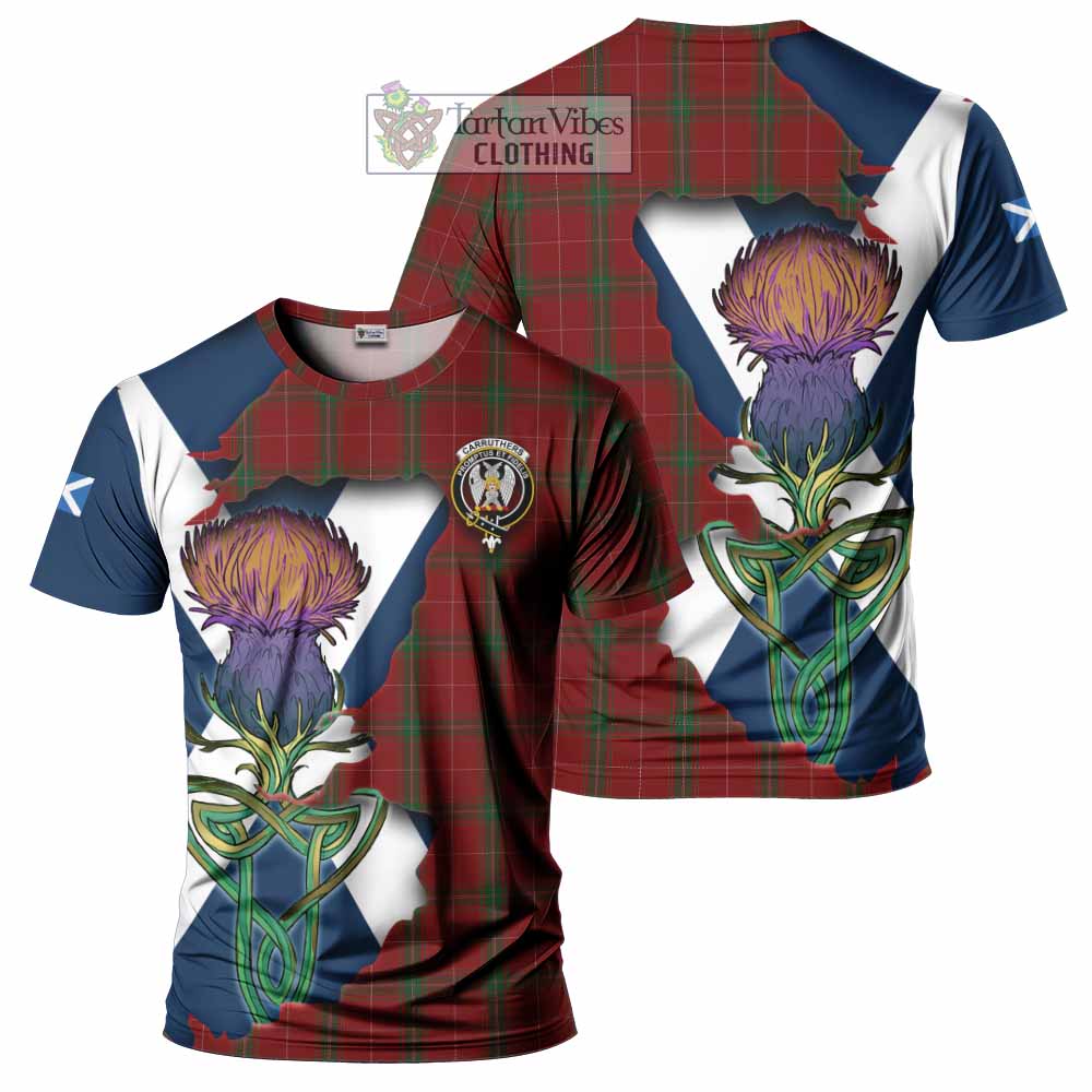 Tartan Vibes Clothing Carruthers Tartan Family Crest T-Shirt Scottish Thistle Celtic Inspired