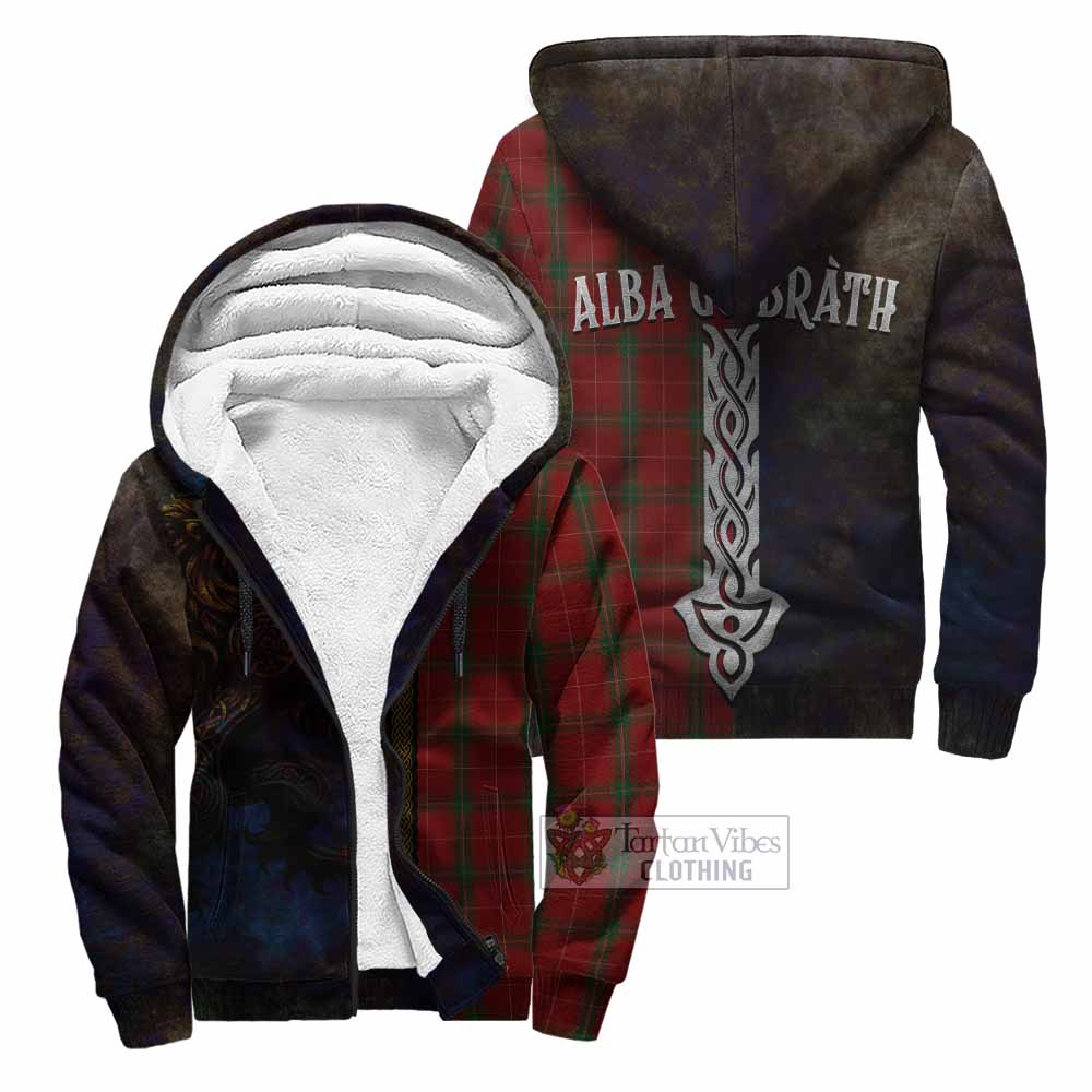 Tartan Vibes Clothing Carruthers Tartan Family Crest Sherpa Hoodie Alba Gu Brath Be Brave Lion Ancient Style