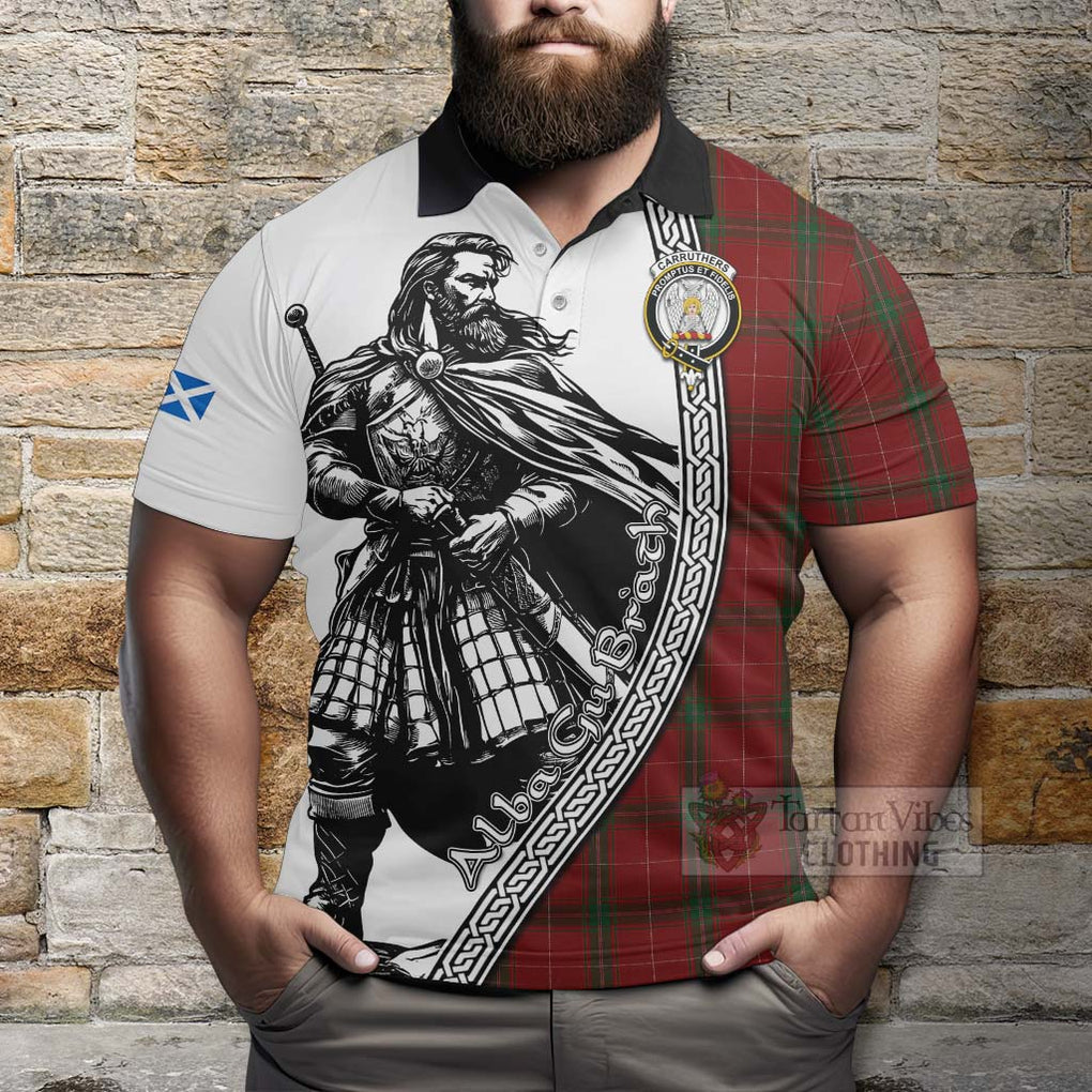 Tartan Vibes Clothing Carruthers Tartan Clan Crest Polo Shirt with Highlander Warrior Celtic Style