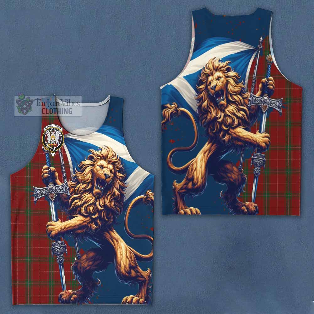 Tartan Vibes Clothing Carruthers Tartan Family Crest Men's Tank Top with Scottish Majestic Lion
