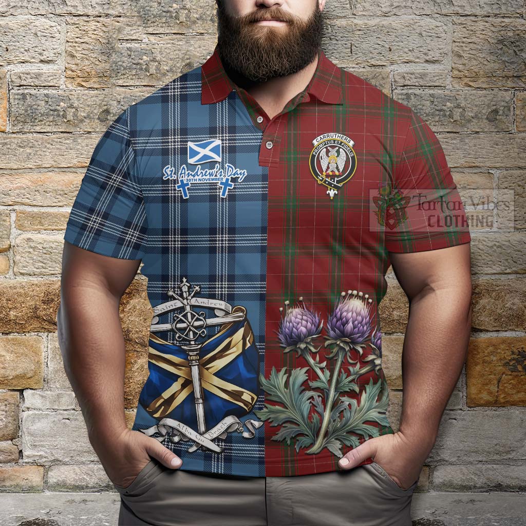 Tartan Vibes Clothing Carruthers Tartan Polo Shirt Happy St. Andrew's Day Half Tartan Style