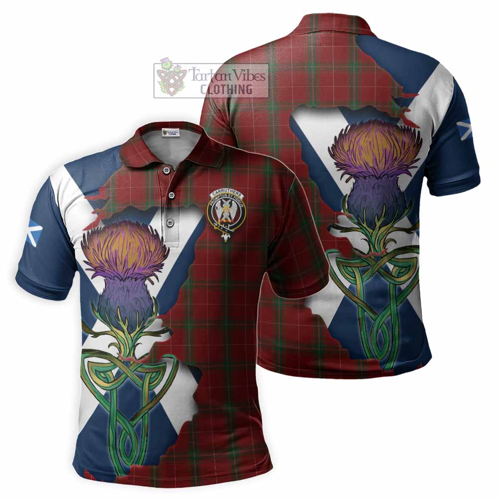 Tartan Vibes Clothing Carruthers Tartan Family Crest Polo Shirt Scottish Thistle Celtic Inspired