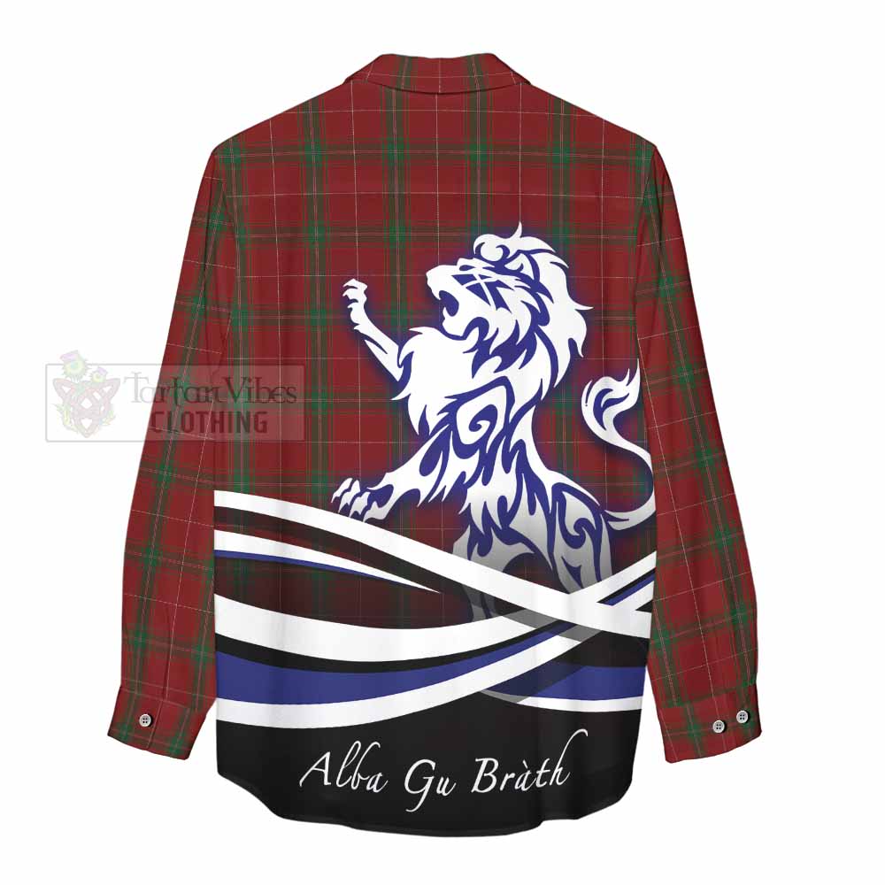 Tartan Vibes Clothing Carruthers Tartan Women's Casual Shirt with Alba Gu Brath Regal Lion Emblem