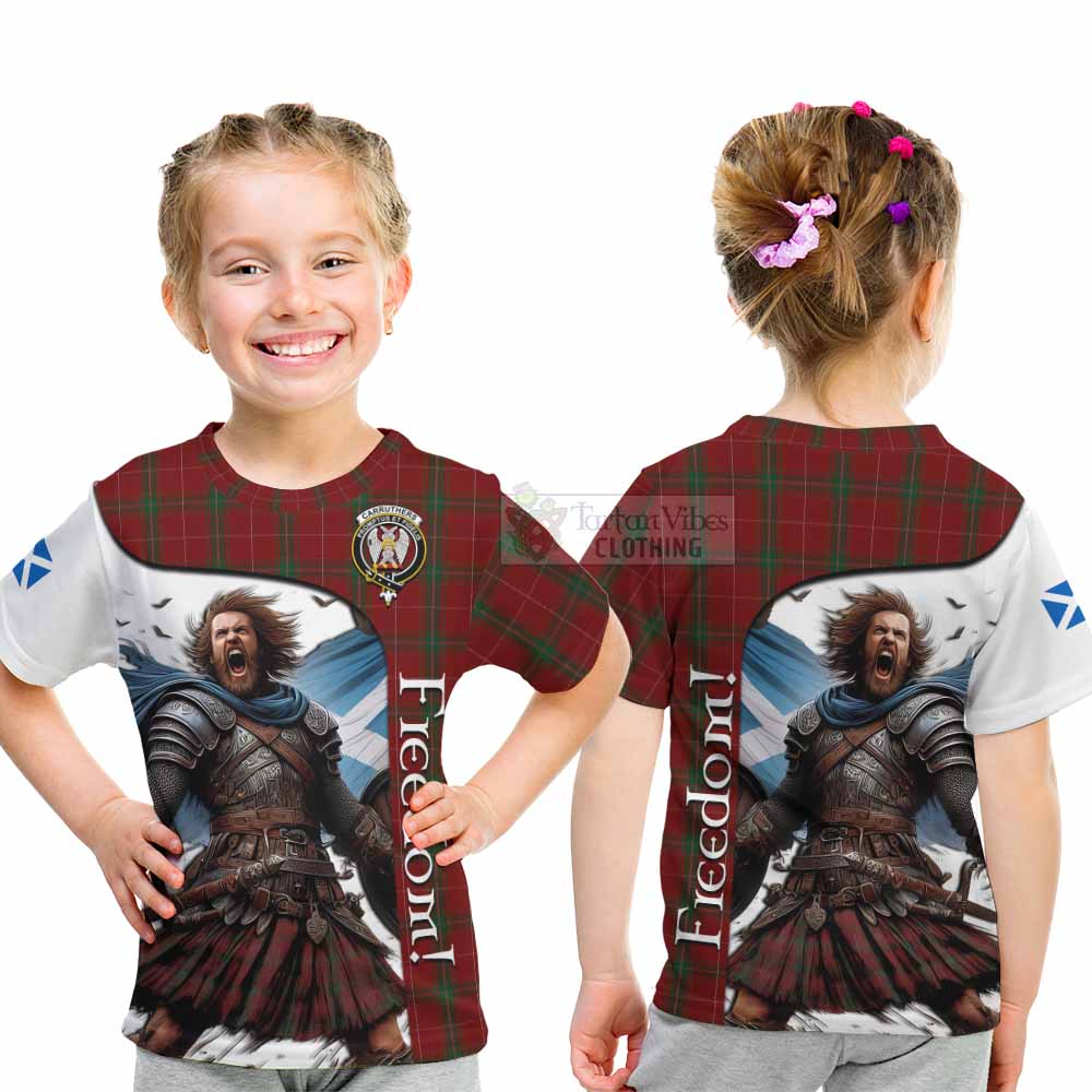 Tartan Vibes Clothing Carruthers Crest Tartan Kid T-Shirt Inspired by the Freedom of Scottish Warrior