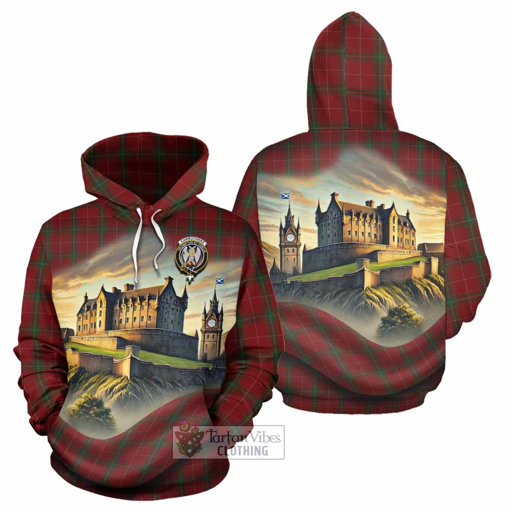 Tartan Vibes Clothing Carruthers Tartan Family Crest Hoodie with Scottish Ancient Castle Style