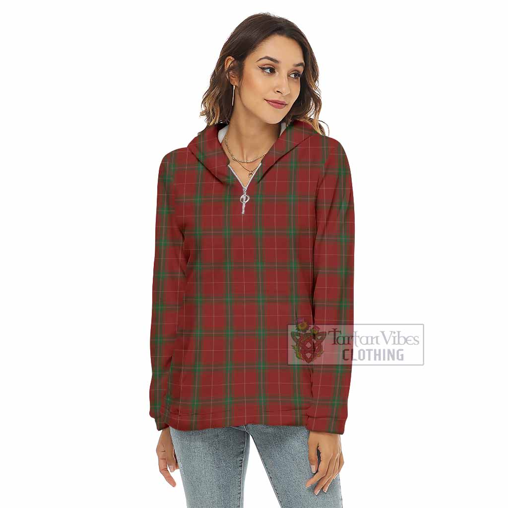 Tartan Vibes Clothing Carruthers Tartan Women's Borg  Half Zip Fleece Hoodie