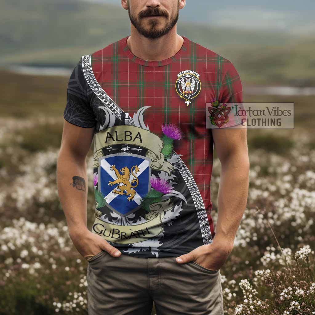 Tartan Vibes Clothing Carruthers Tartan Family Crest T-Shirt Lion Rampant Royal Thistle Shield Celtic Inspired