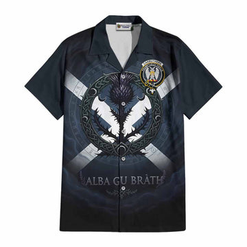 Carruthers Clan Crest Cotton Hawaiian Shirt with Celtic Knot Thistle and Saltire