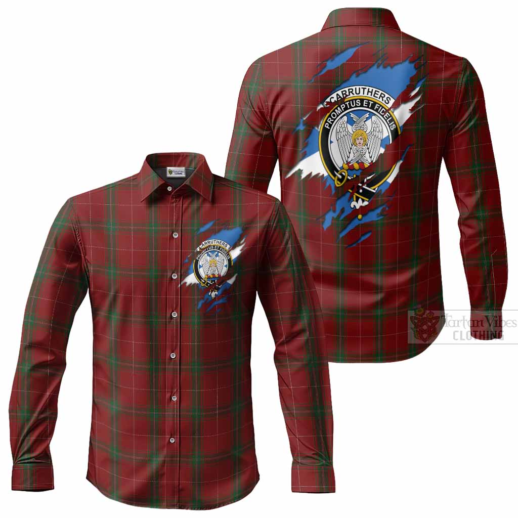Carruthers Clan Crest In Me Tartan Long Sleeve Button Shirts Scotland Flag Style