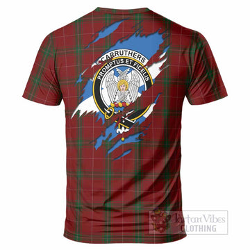 Carruthers Clan Crest In Me Tartan T-Shirt Scotland Flag Style