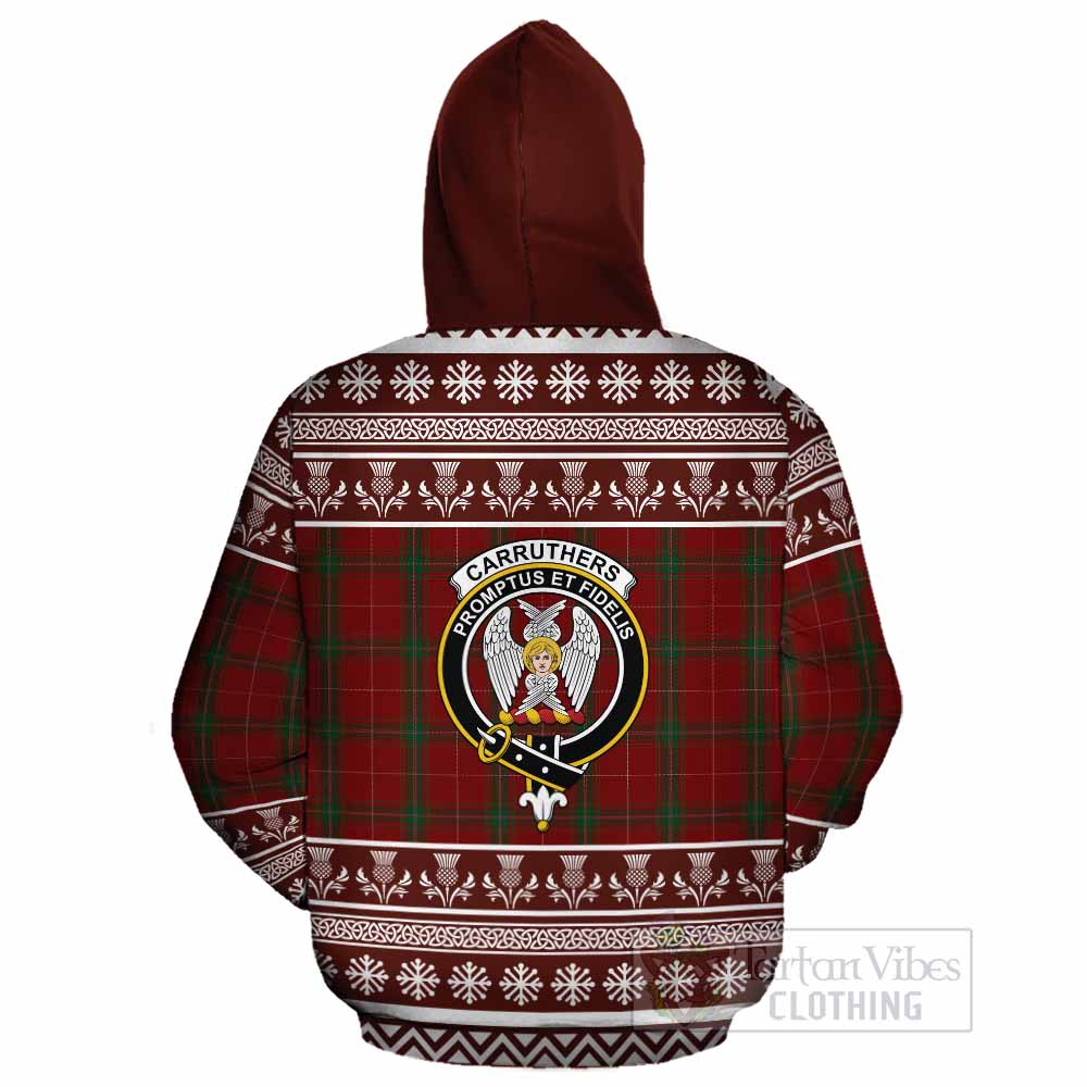 Carruthers Clan Tartan Christmas Cotton Hoodie with Family Crest - Tartan Vibes Clothing