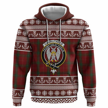Carruthers Clan Tartan Christmas Hoodie with Family Crest