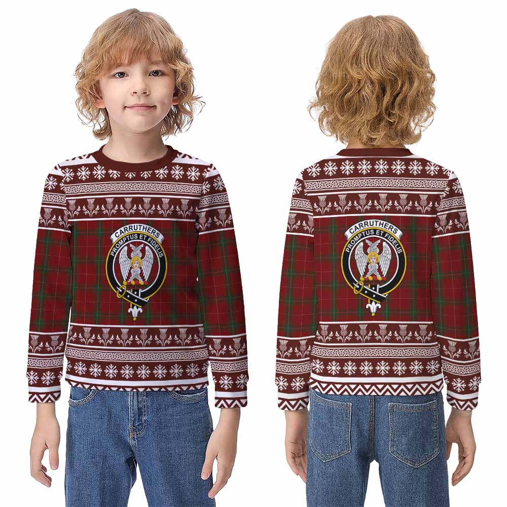 Carruthers Clan Tartan Christmas Kid Ugly Sweatshirt with Family Crest - Tartan Vibes Clothing