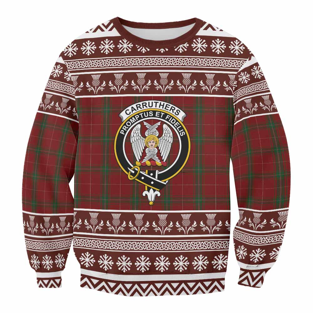 Carruthers Clan Tartan Christmas Sweatshirt with Family Crest - Tartan Vibes Clothing