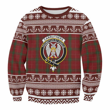 Carruthers Clan Tartan Christmas Sweatshirt with Family Crest
