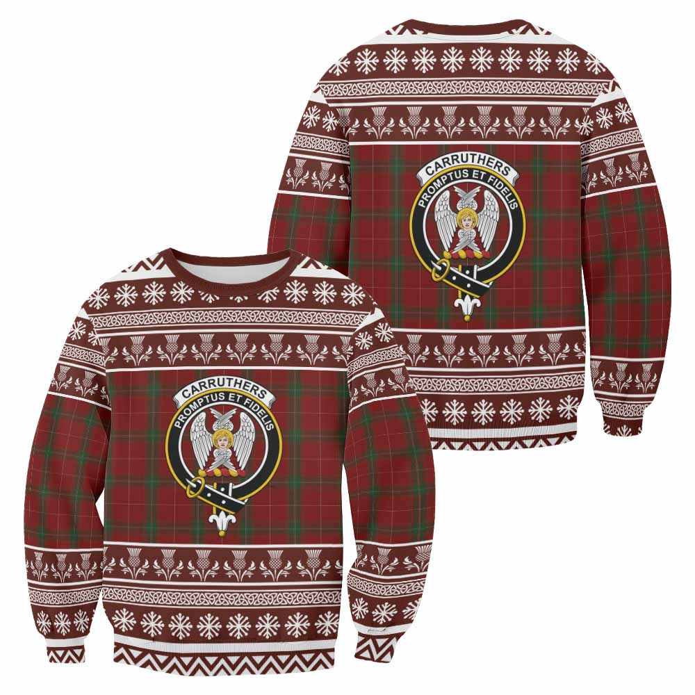 Carruthers Clan Tartan Christmas Sweatshirt with Family Crest - Tartan Vibes Clothing