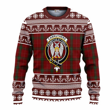 Carruthers Clan Tartan Christmas Ugly Sweater with Family Crest