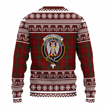 Carruthers Clan Tartan Christmas Ugly Sweater with Family Crest