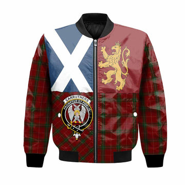 Carruthers Crest Tartan Bomber Jacket with Lion Rampant Saltire Style