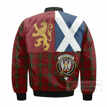 Carruthers Crest Tartan Bomber Jacket with Lion Rampant Saltire Style