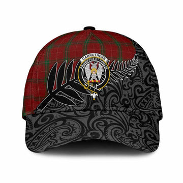 Carruthers Crest Tartan Classic Cap with New Zealand Silver Fern Half Style