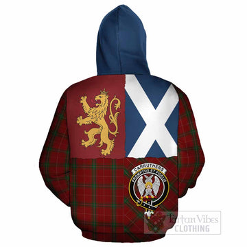 Carruthers Crest Tartan Cotton Hoodie with Lion Rampant Saltire Style