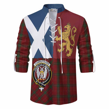 Carruthers Crest Tartan Ghillie Shirt with Lion Rampant Saltire Style