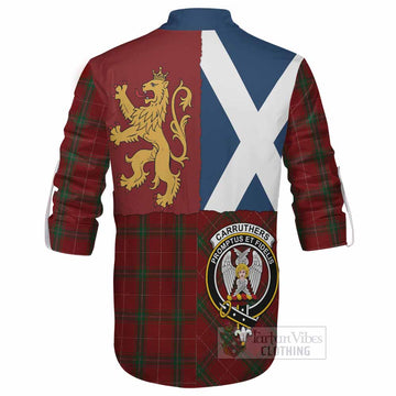 Carruthers Crest Tartan Ghillie Shirt with Lion Rampant Saltire Style