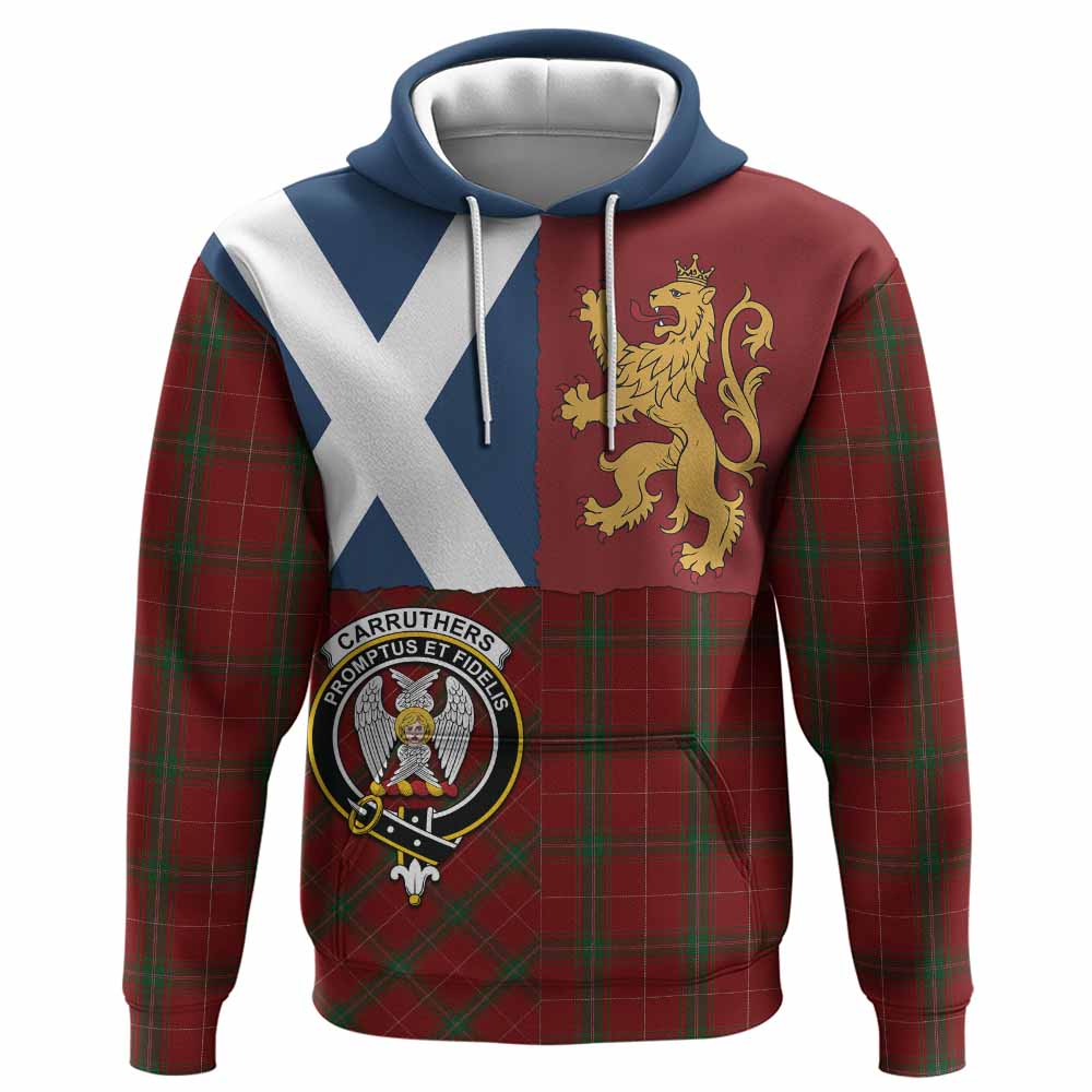 Carruthers Crest Tartan Hoodie with Lion Rampant Saltire Style