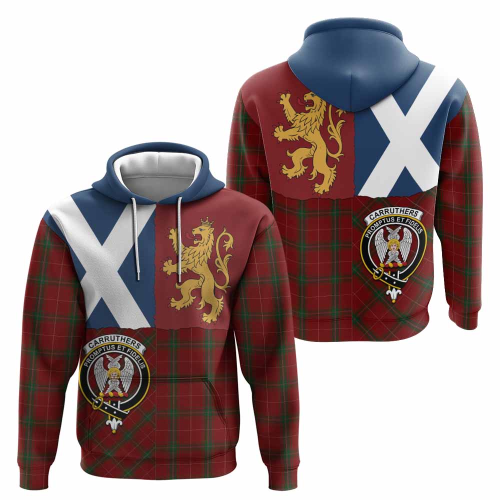 Carruthers Crest Tartan Hoodie with Lion Rampant Saltire Style