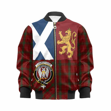 Carruthers Crest Tartan Kid Bomber Jacket with Lion Rampant Saltire Style