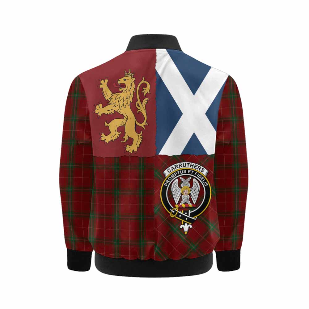Carruthers Crest Tartan Kid Bomber Jacket with Lion Rampant Saltire Style - Tartan Vibes Clothing