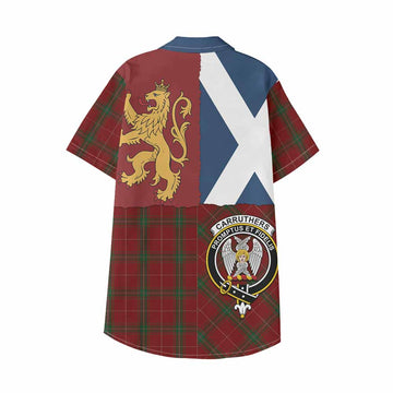 Carruthers Crest Tartan Kid Hawaiian Shirt with Lion Rampant Saltire Style