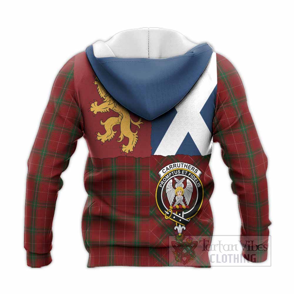 Carruthers Crest Tartan Knitted Hoodie with Lion Rampant Saltire Style