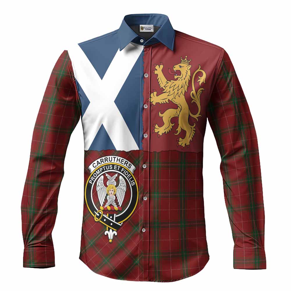 Carruthers Crest Tartan Long Sleeve Button Shirts with Lion Rampant Saltire Style