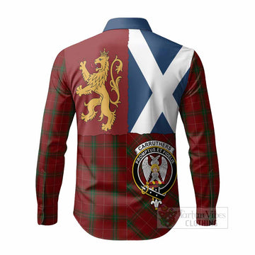 Carruthers Crest Tartan Long Sleeve Button Shirts with Lion Rampant Saltire Style