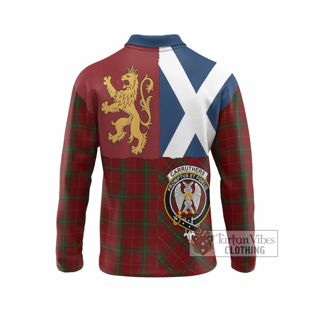 Carruthers Crest Tartan Long Sleeve Polo Shirt with Lion Rampant Saltire Style