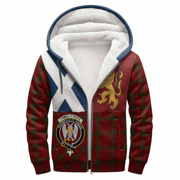 Carruthers Crest Tartan Sherpa Hoodie with Lion Rampant Saltire Style