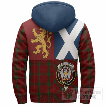 Carruthers Crest Tartan Sherpa Hoodie with Lion Rampant Saltire Style