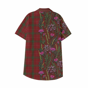 Carruthers Family Crest Tartan Kid Hawaiian Shirt Scottish Thistle Flower Pattern Half Style