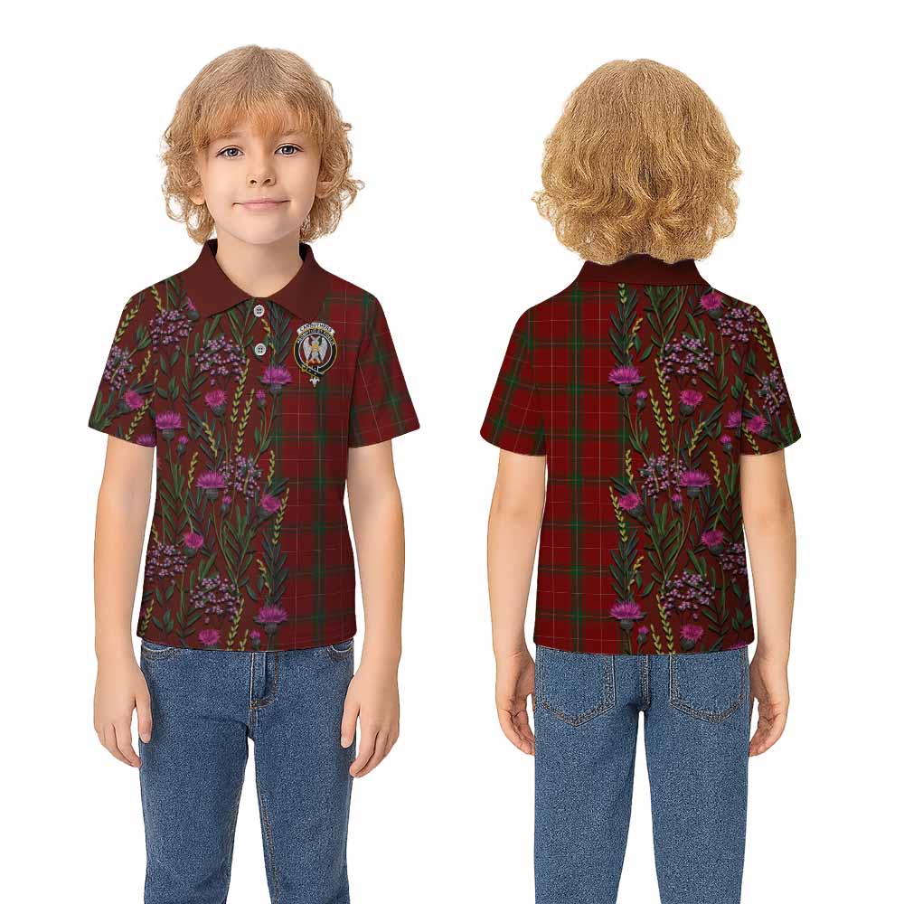 Carruthers Family Crest Tartan Kid Polo Shirt Scottish Thistle Flower Pattern Half Style - Tartan Vibes Clothing