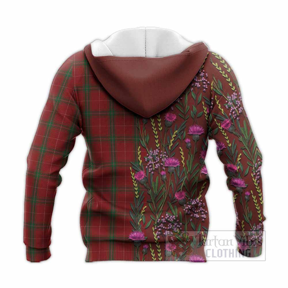 Carruthers Family Crest Tartan Knitted Hoodie Scottish Thistle Flower Pattern Half Style - Tartan Vibes Clothing