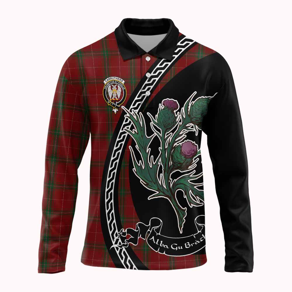 Carruthers Family Crest Tartan Long Sleeve Polo Shirt Alba Thistle Inspired - Tartan Vibes Clothing