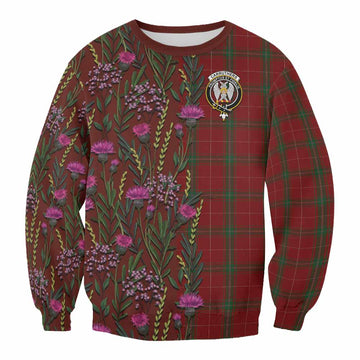 Carruthers Family Crest Tartan Sweatshirt Scottish Thistle Flower Pattern Half Style