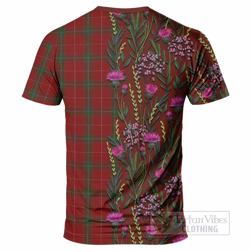Carruthers Family Crest Tartan T-Shirt Scottish Thistle Flower Pattern Half Style - Tartan Vibes Clothing