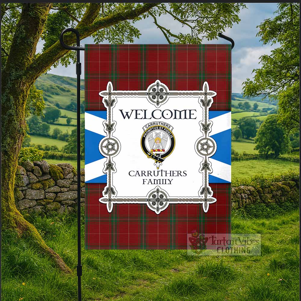 Carruthers Family Crest Tartan Welcome Garden Flag Saltire Harmony Style - Tartan Vibes Clothing