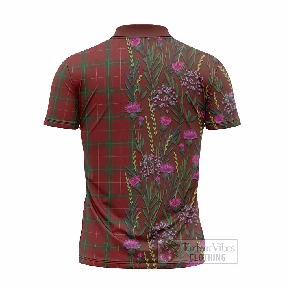Carruthers Family Crest Tartan Zipper Polo Shirt Scottish Thistle Flower Pattern Half Style - Tartan Vibes Clothing