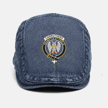Carruthers Scottish Clan Crest Washed Flat Cap - Unisex Jeff Cap One Size (Adjustable) Dark Blue - Tartan Vibes Clothing