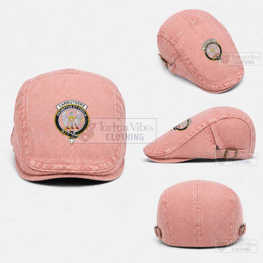 Carruthers Scottish Clan Crest Washed Flat Cap - Unisex Jeff Cap One Size (Adjustable) Pink - Tartan Vibes Clothing