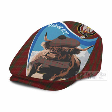 Carruthers Scottish Heilan Coo Tartan Crest Flat Cap, Jeff Cap